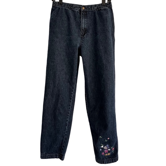 DISNEY Vintage Mickey Mouse Embroidered Blue Jeans Denim High Rise M - Picture 1 of 14